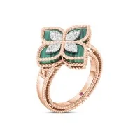 Princess Flower 4.44ct Malachite and 0.19ct Diamond Ring