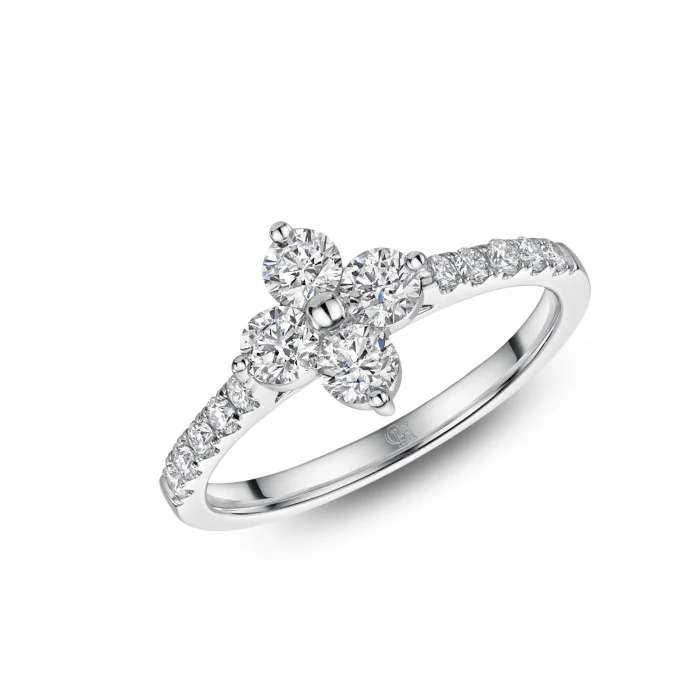 9ct White Gold Brilliant Cut Diamond 0.73ct Cluster Ring