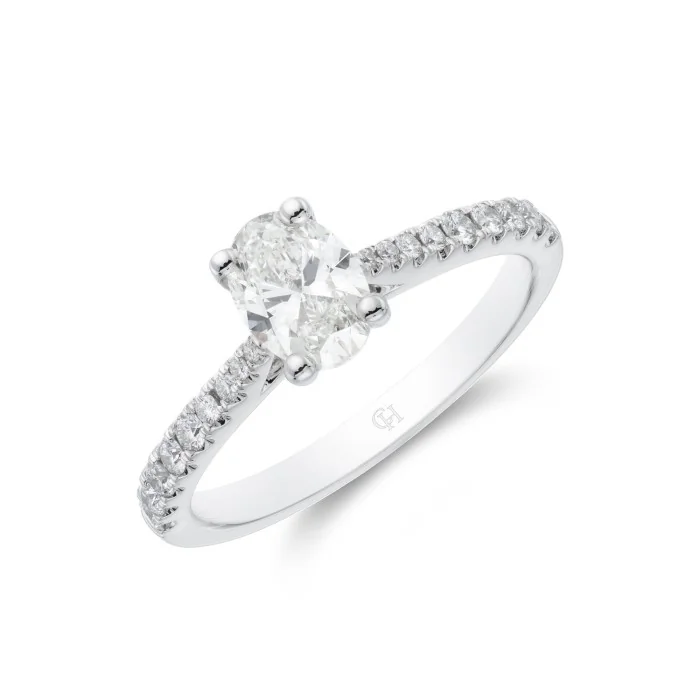 Platinum Oval Cut 0.75ct Diamond Solitaire Ring
