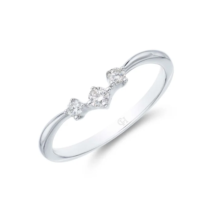 9ct White Gold 0.11ct Diamond Trilogy Wishbone Eternity Ring 