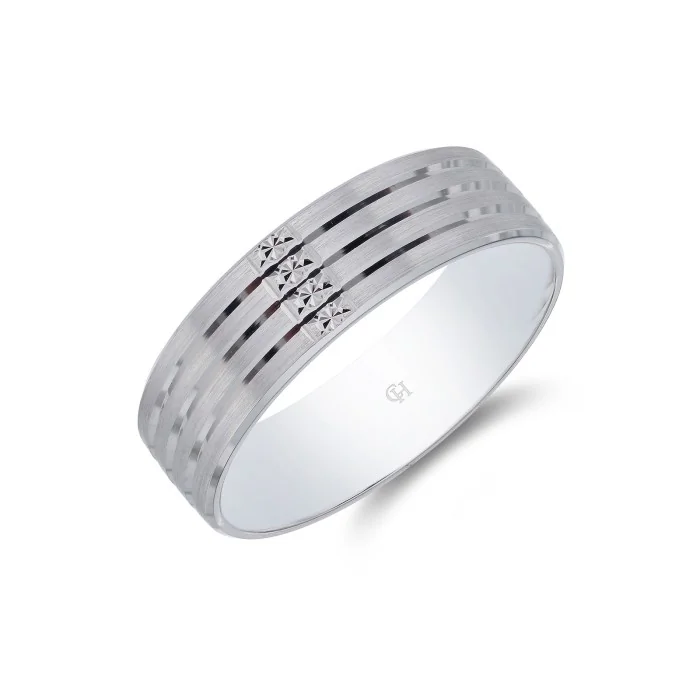 9ct White Gold Line Wedding Ring 1