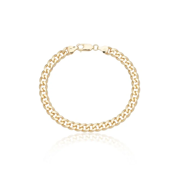 Silver Yellow Gold Plated 6.2mm Curb Bracelet 