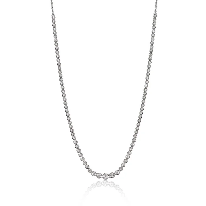 18ct White Gold Brilliant Cut 1.88ct Diamond Graduated Tennis Necklace