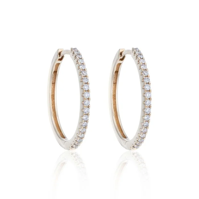 9ct Yellow Gold Brilliant Cut 0.25ct Diamond Hoop Earrings