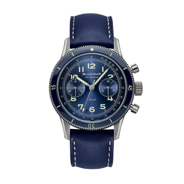 Blancpain Air Command Mens Watch AC02 12B 40 63A Blue Dial Blue Strap