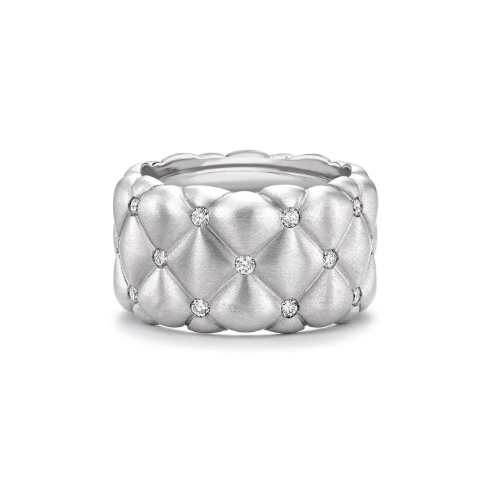 Fabergé Treillage Brushed White Gold & Diamond Set Grand Ring 452RG993