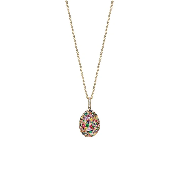 Fabergé Emotion Yellow Gold & Multicoloured Gemstone Egg Pendant 624FP2055