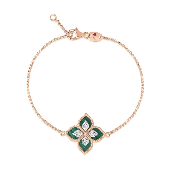 Roberto Coin Princess Flower 4.44ct Malachite 0.19ct Diamond Bracelet