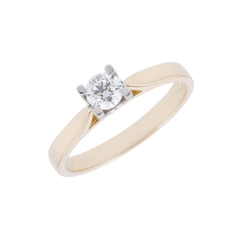 18ct Yellow Gold Brilliant Cut 0.33ct Diamond Solitaire Ring