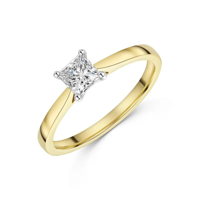 18ct Yellow Gold Princess Cut 0.60ct Diamond Solitaire Ring