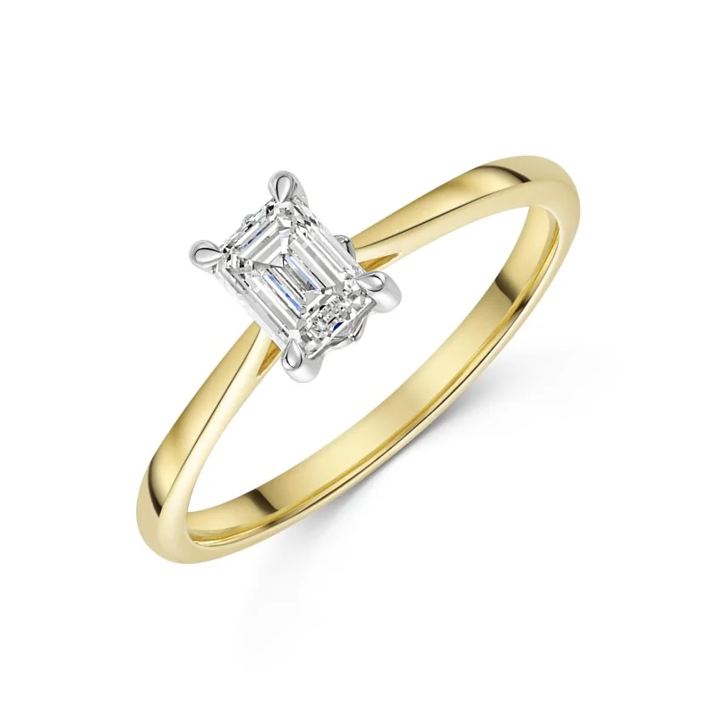 18ct Yellow Gold Emerald Cut 0.60ct Diamond Solitaire Ring