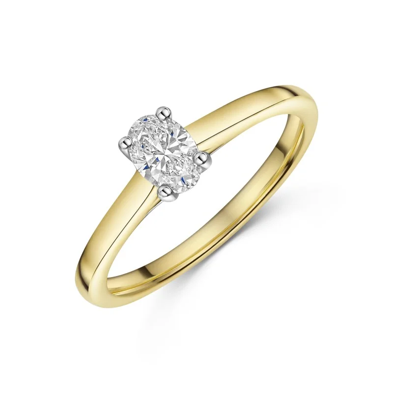 18ct Yellow Gold Oval Cut 0.33ct Diamond Solitaire Ring