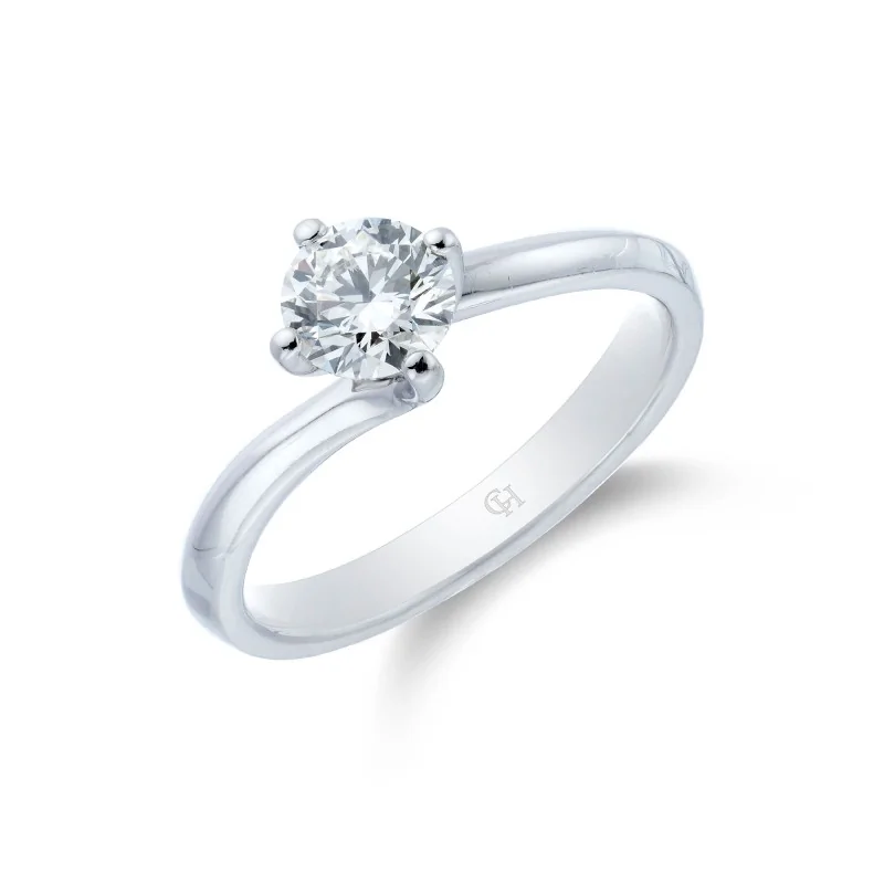 Platinum Brilliant Cut 0.75ct Diamond Twist Solitaire Ring