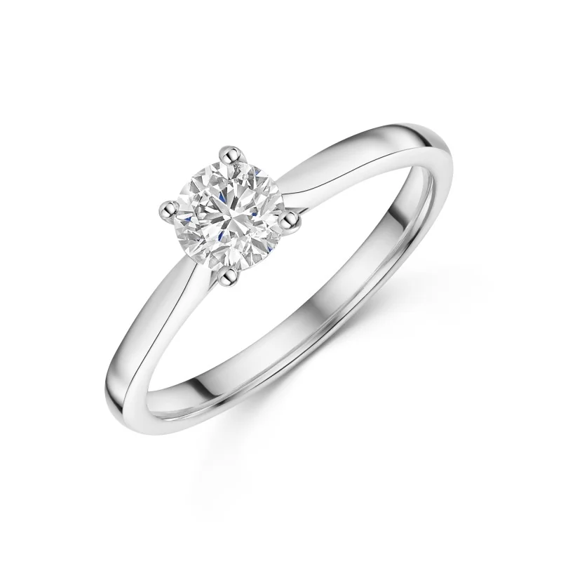 Platinum 4 Claw Bar Set 0.50ct Round Brilliant Diamond Solitaire Ring