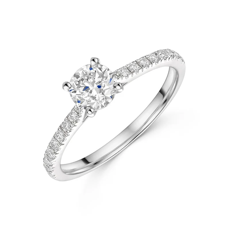 Platinum Tulip Set 0.75ct Round Brilliant Diamond Solitaire Ring with Claw Set Shoulders
