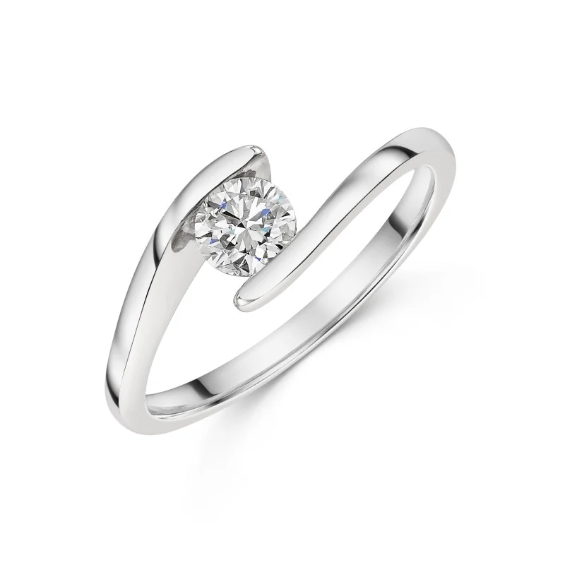 Platinum Round Brilliant 0.40ct Diamond Twist Solitaire Ring