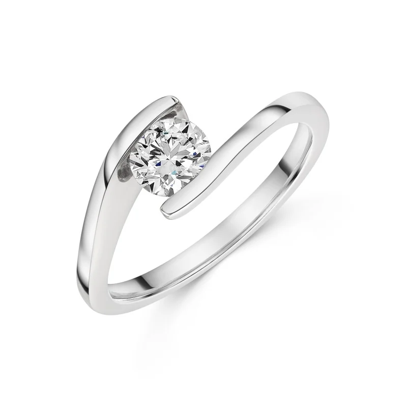 Platinum Round Brilliant 0.60ct Diamond Twist Solitaire Ring