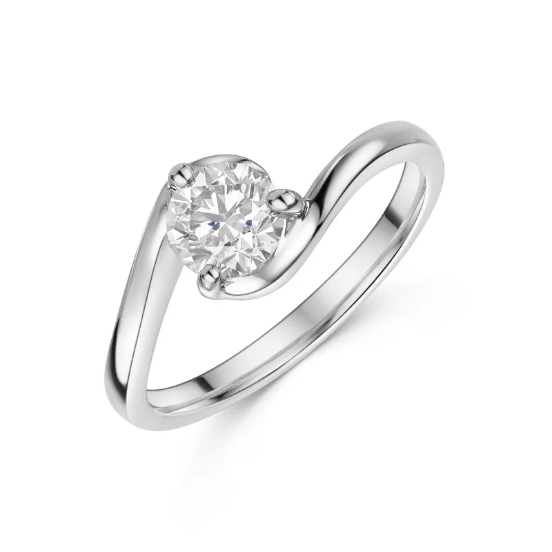 Platinum Round Brilliant 0.75ct Diamond Twist Solitaire Ring