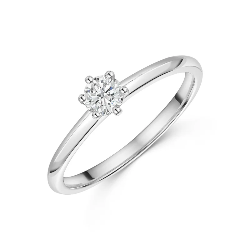 Platinum 6 Claw Tulip Set 0.33ct Round Brilliant Diamond Solitaire Ring
