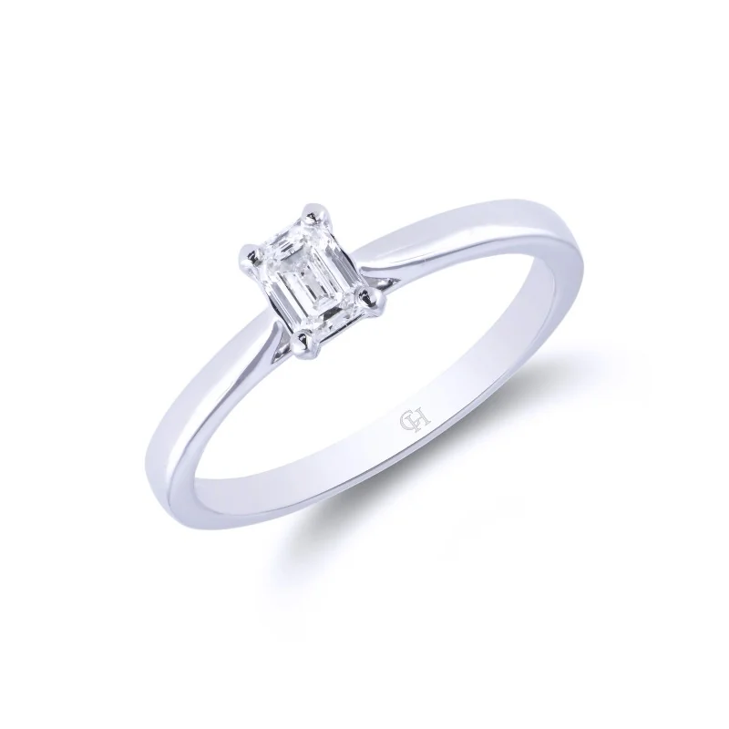 Platinum Emerald Cut 0.33ct Diamond Solitaire Ring