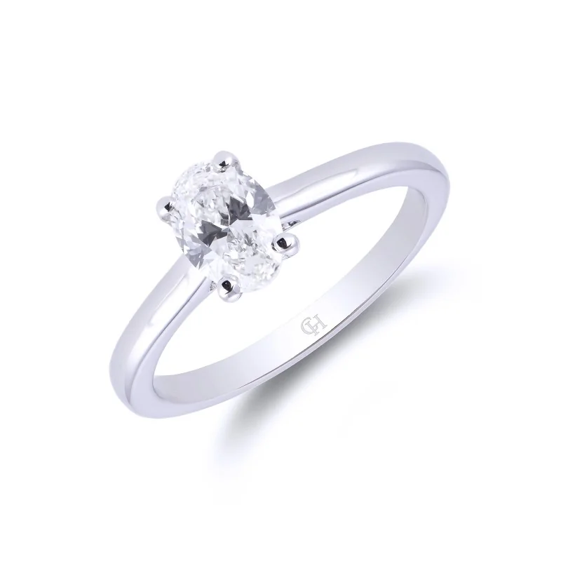 Platinum Oval Cut 0.75ct Diamond Solitaire Ring