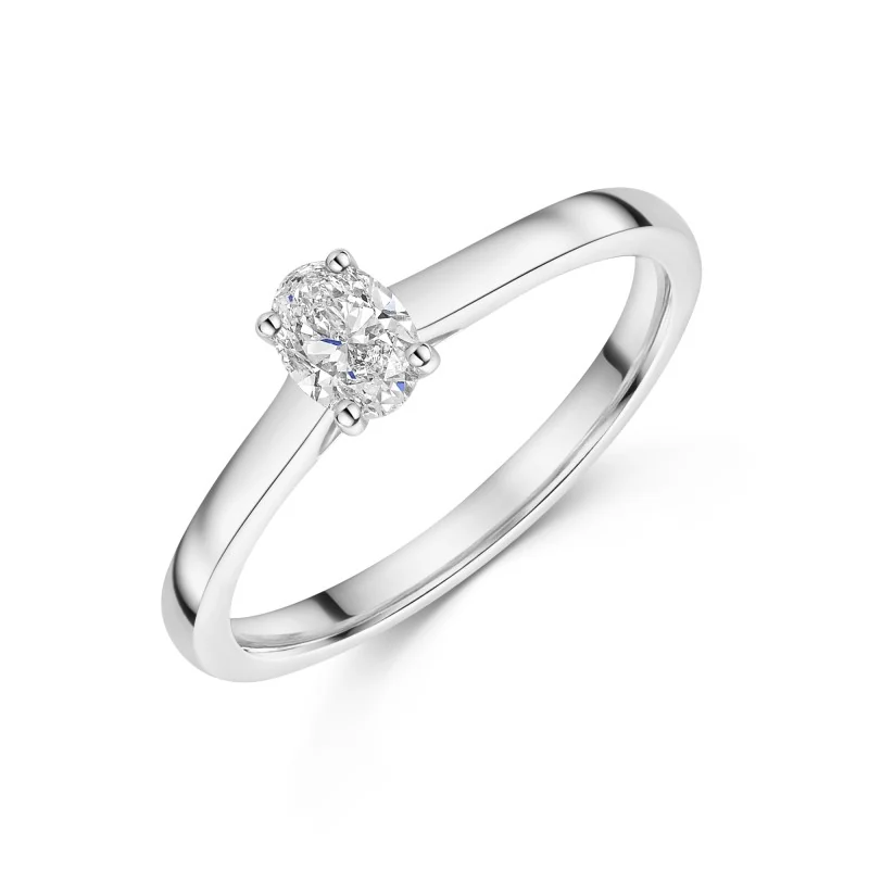 Platinum 0.33ct Oval Cut Diamond Solitaire Ring