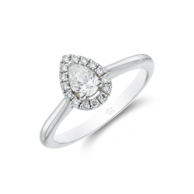 Platinum Pear Cut 0.33ct Diamond Halo Ring