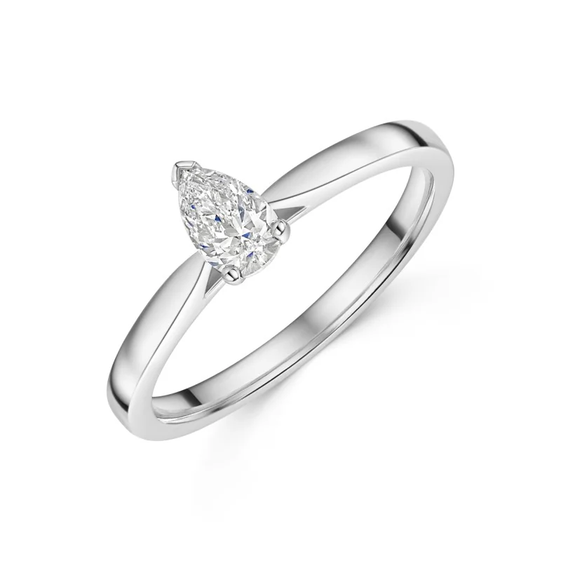 Platinum Pear Cut 0.40ct Solitaire Diamond Ring