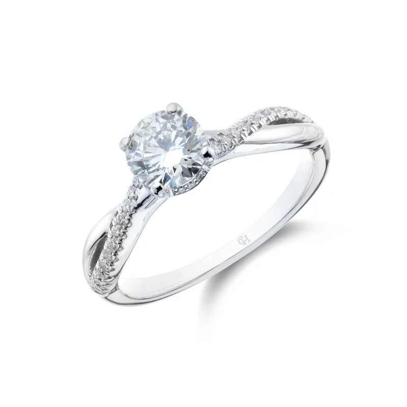 Platinum Brilliant Cut 1.00ct Diamond Twist Solitaire Ring