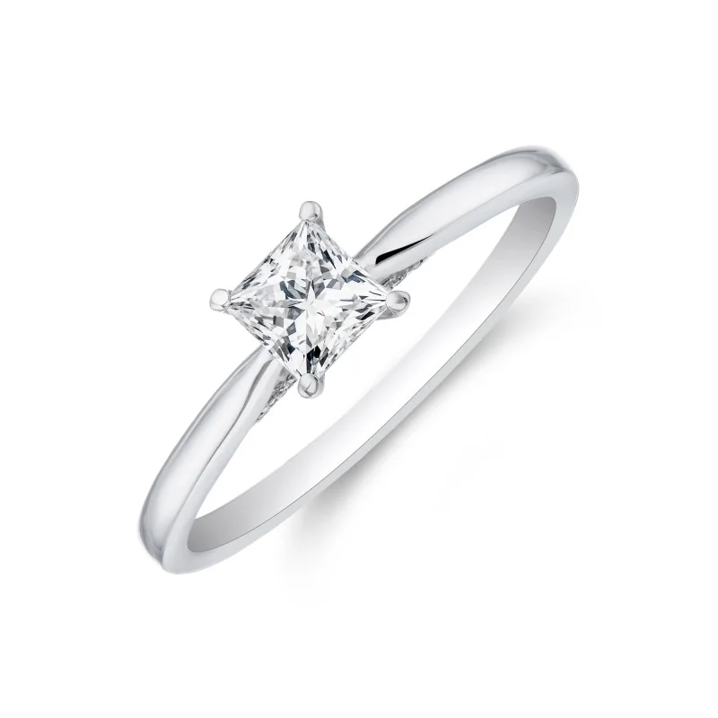 Platinum Princess Cut 0.40ct Diamond Solitaire Ring