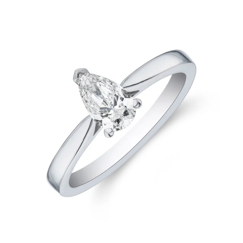 Platinum 0.50ct Pear Cut Diamond Solitaire Ring