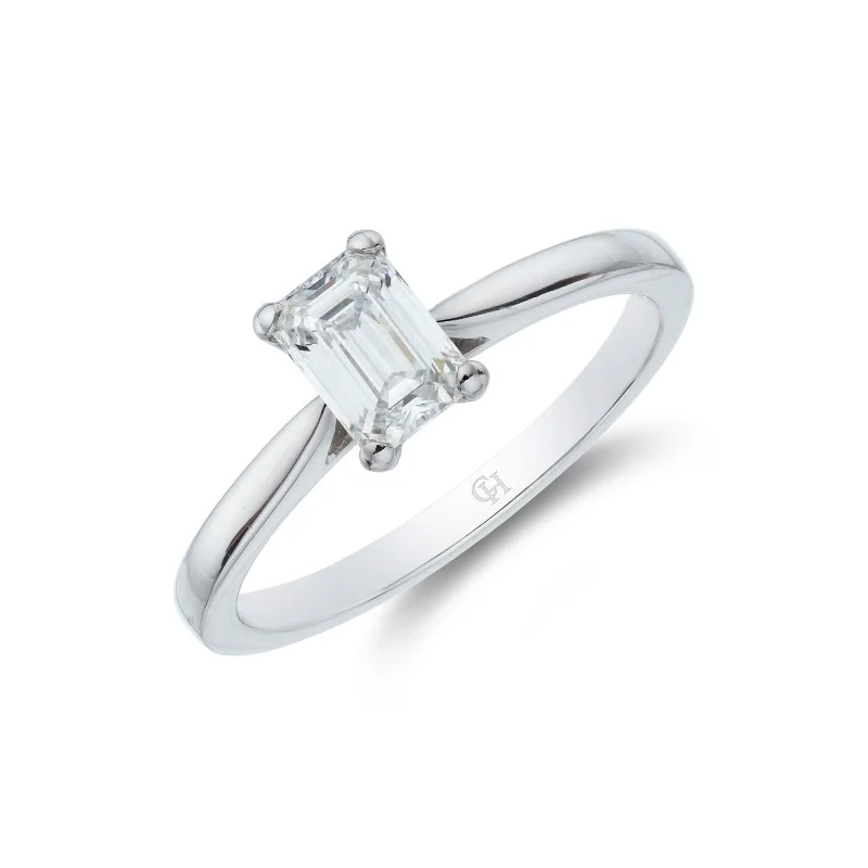 Platinum Emerald Cut 0.66ct Diamond Solitaire Ring