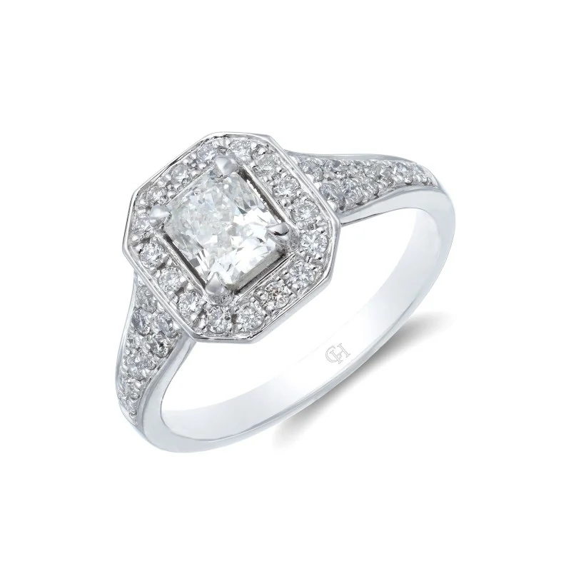Platinum Radiant Cut 1.00ct Diamond Solitaire Ring