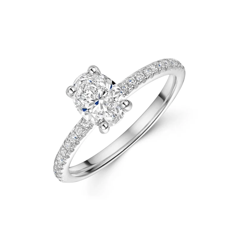 Platinum 1.00ct Oval Diamond Shoulders Ring