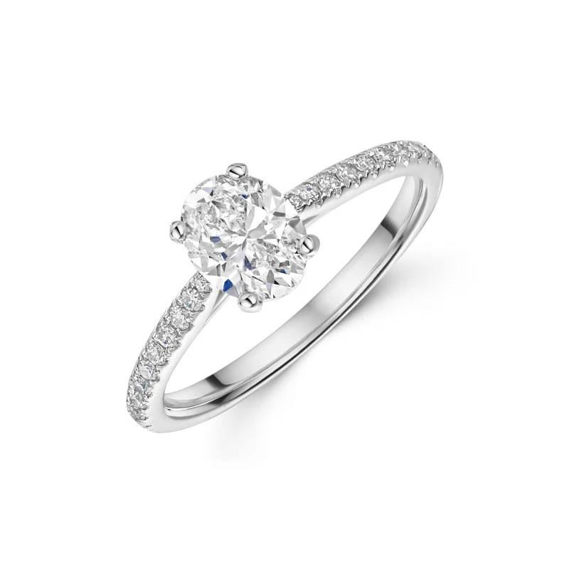 Platinum 1.00ct Oval Diamond Shoulders Ring