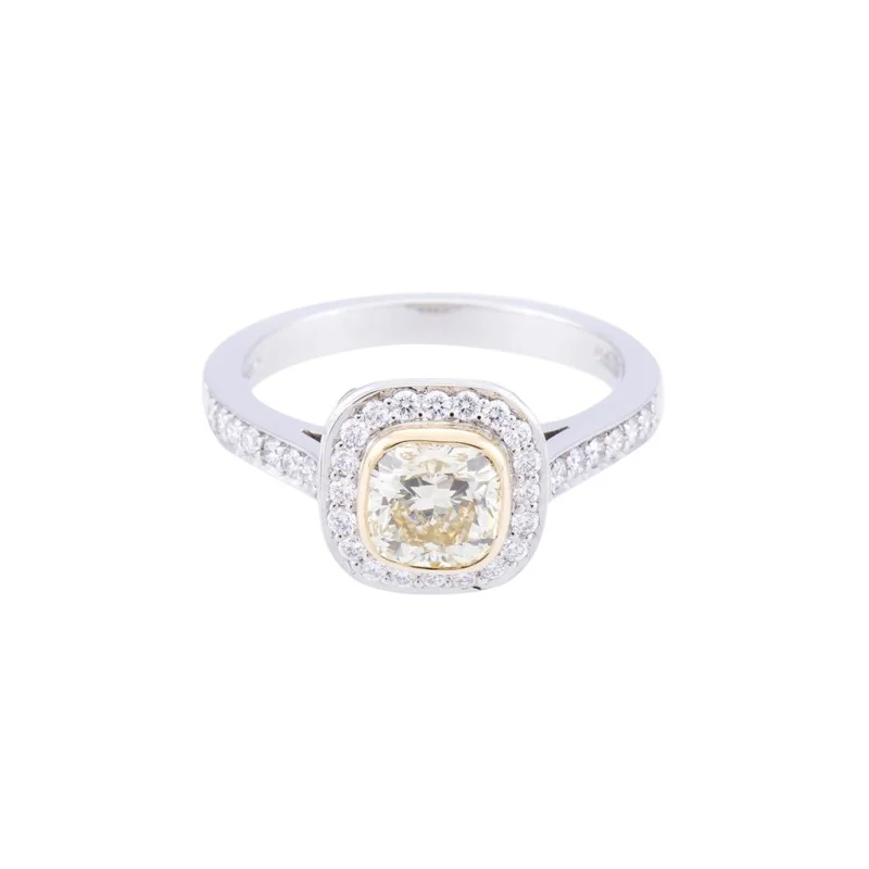 Platinum Cushion Cut 1.50ct Diamond Halo Ring