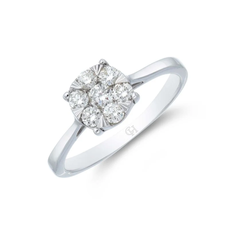 9ct White Gold Brilliant Cut 0.25ct Diamond Cluster Ring