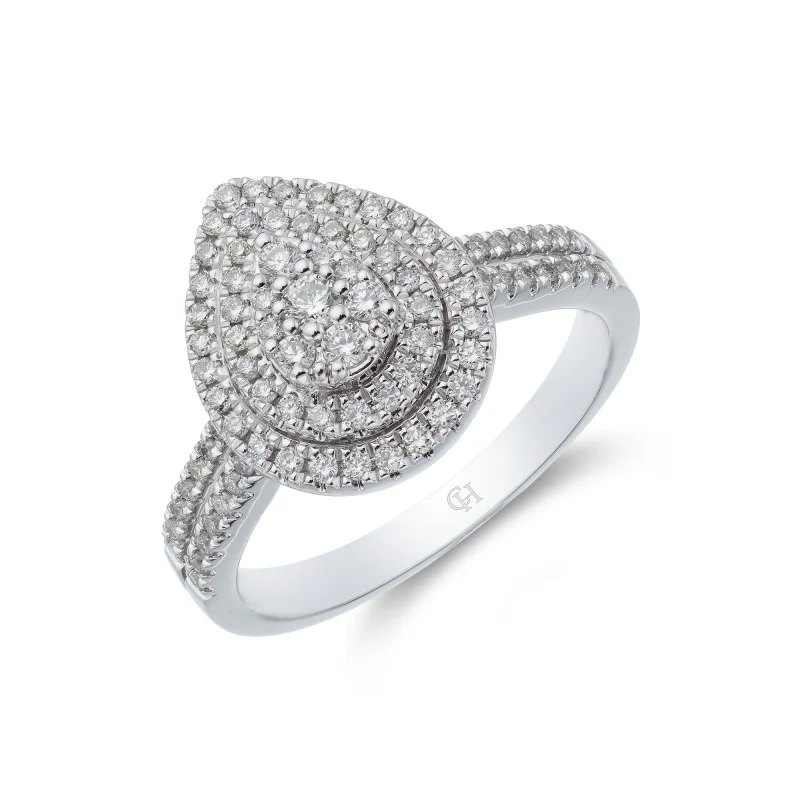 9ct White Gold Brilliant Cut 0.50ct Diamond Cluster Ring