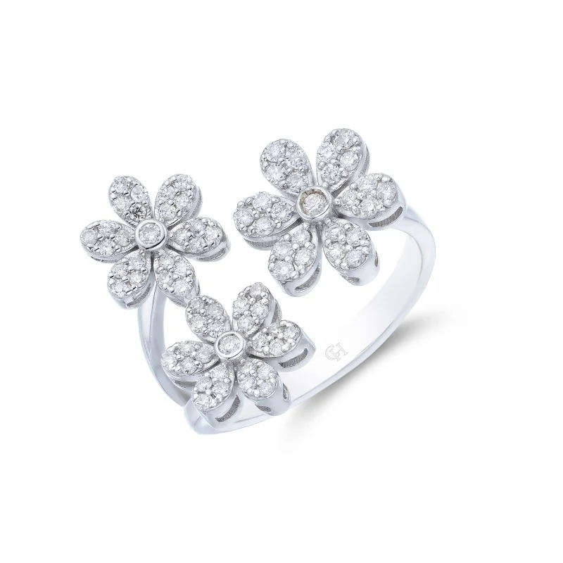 9ct White Gold 0.51ct Diamond Flower Cluster Ring 