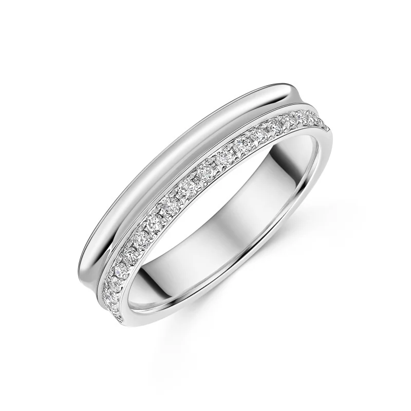 Platinum Round Brilliant  0.19ct Diamond Off Set Eternity Ring