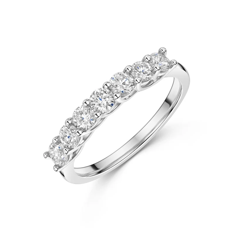 Platinum 0.75ct Round Brilliant Diamond 7 Stone Eternity Ring