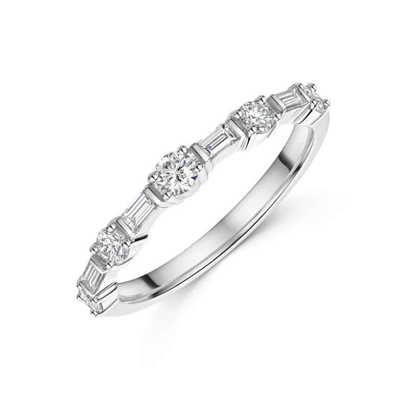 9ct White Gold Baguette and Brilliant Cut 0.50ct Diamond Eternity Ring