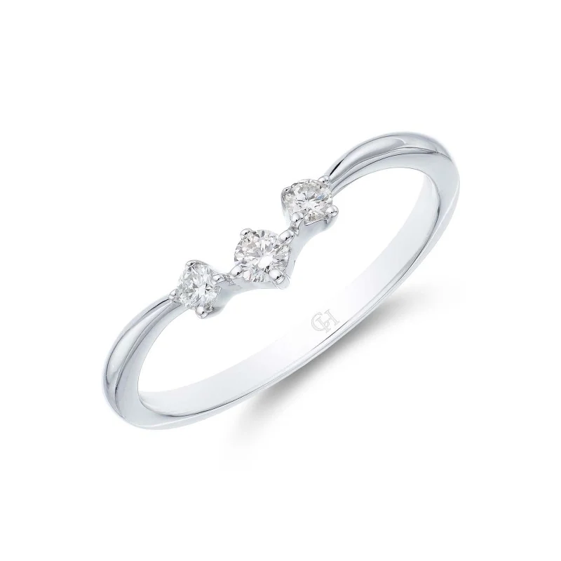 9ct White Gold 0.11ct Diamond Trilogy Wishbone Eternity Ring
