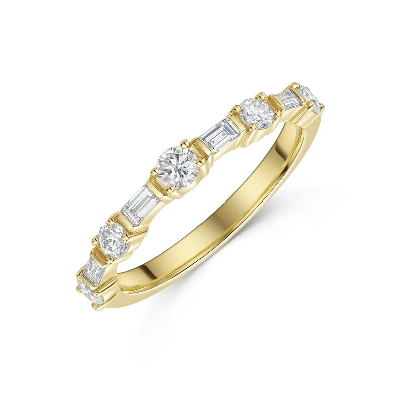 9ct Yellow Gold Brilliant and Baguette Cut 0.49ct Diamond Eternity Ring