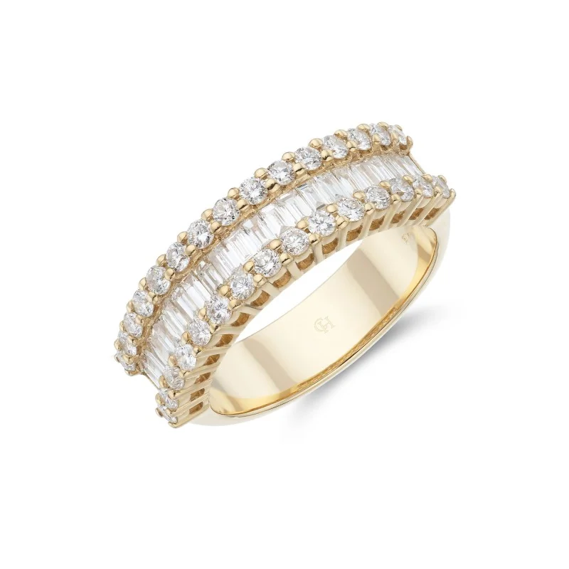 18ct Yellow Gold Brilliant and Baguette Cut 1.10ct Diamond Fancy Band 1