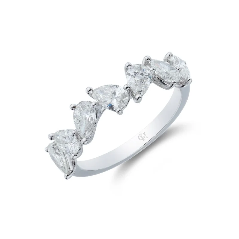 18ct White Gold Pear Cut 1.55ct Diamond Fancy Band