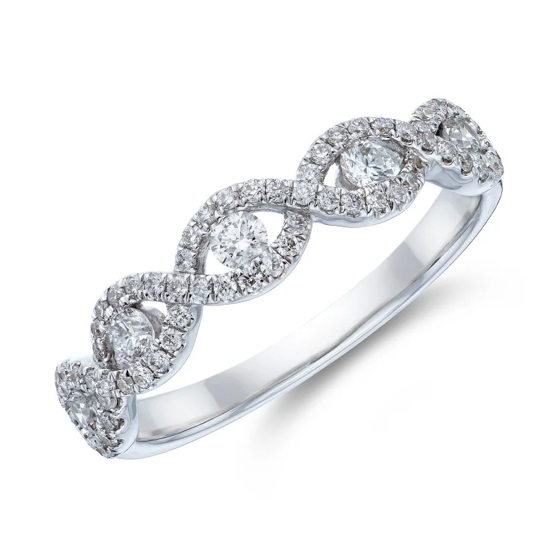 18ct White Gold 0.51ct Diamond Open Wave Fancy Band Ring