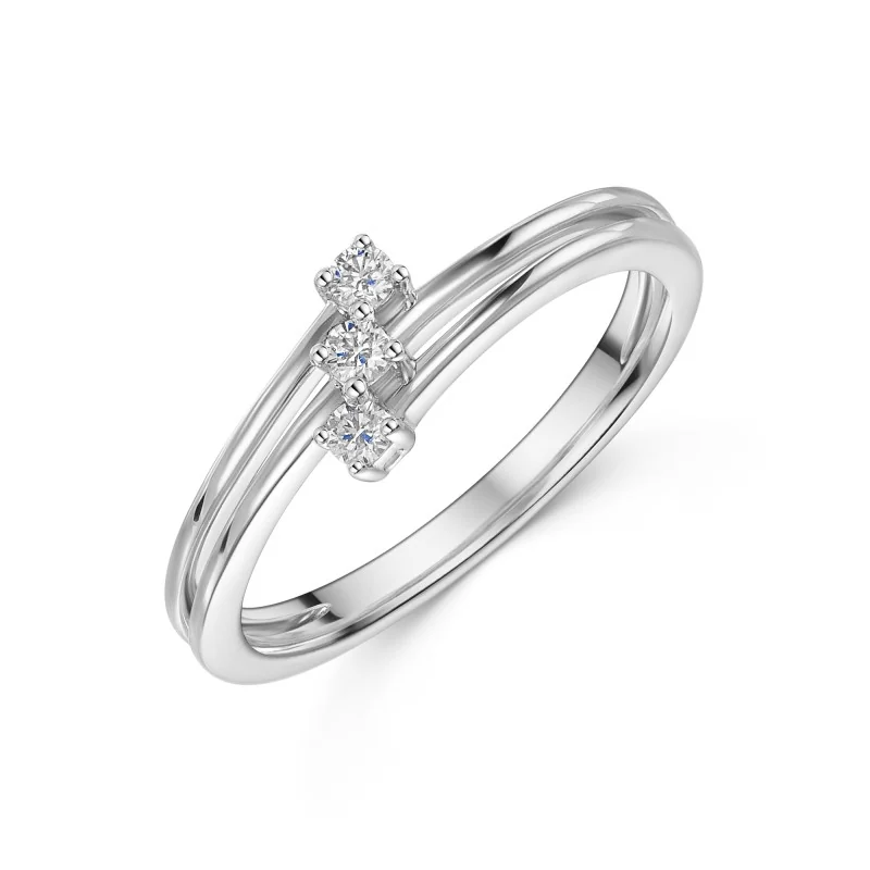 9ct White Gold 0.09ct Diamond Fancy Band
