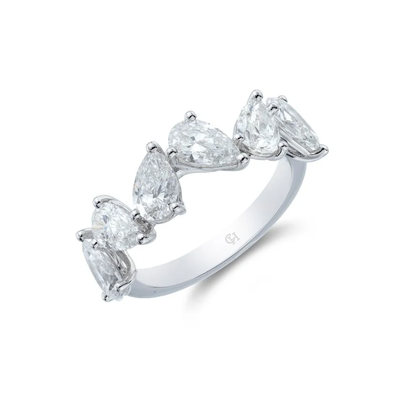 Platinum Pear Cut 2.60ct Diamond Fancy Band