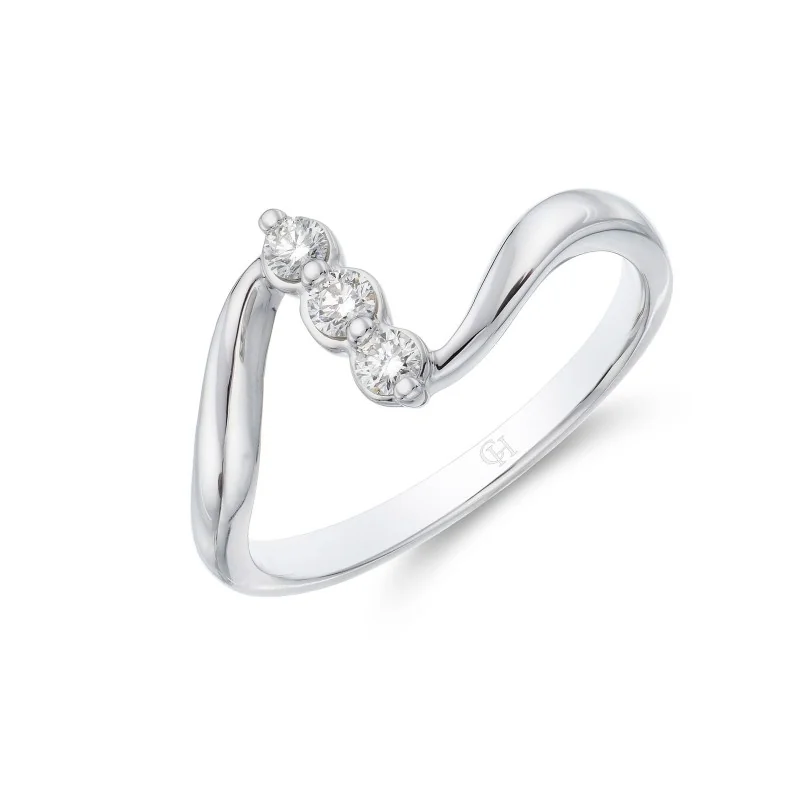 9ct White Gold 0.14ct Trilogy Twist Eternity Diamond Ring